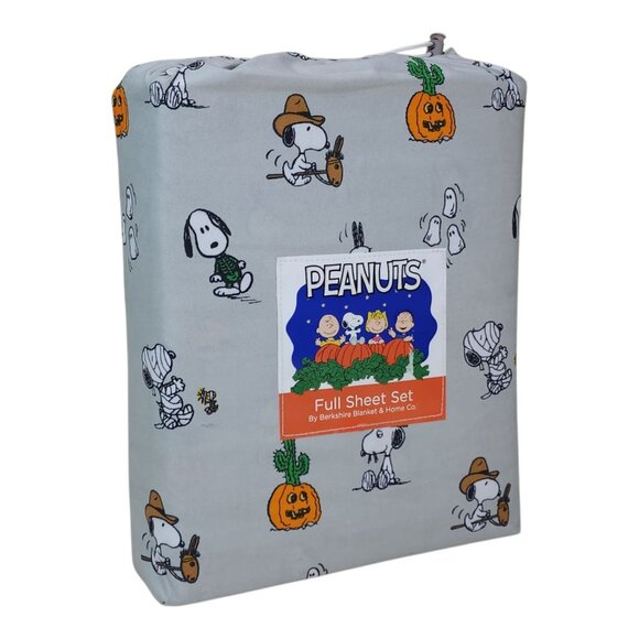 Peanuts Snoopy Cowboy Halloween Full Double Sheet Set By Berkshire Light Gray - Picture 9 of 9